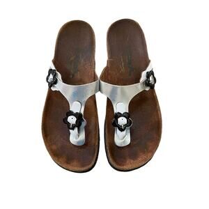 Birkenstock Gizeh Thong Sandals Silver Women Size 6